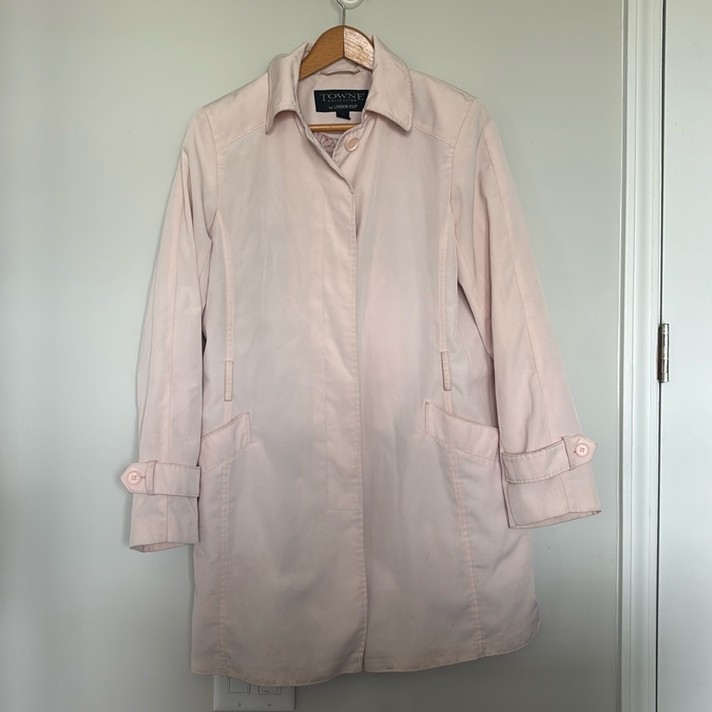 LONDON FOG Towne Collection Blush Pink Spring Trench Coat Sz M